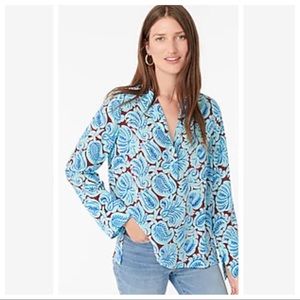 JCREW paisley band collar bell sleeve blouse tunic